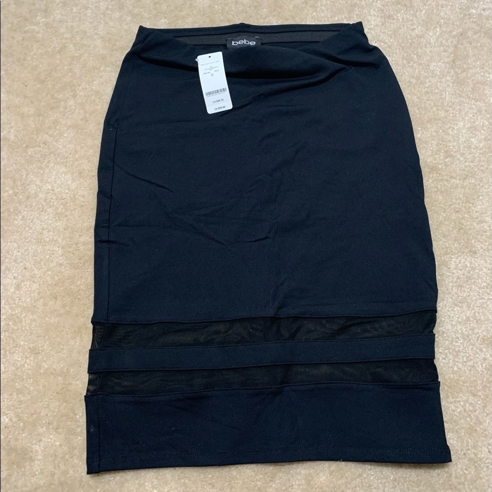 Bebe Mesh Inset Pencil Skirt